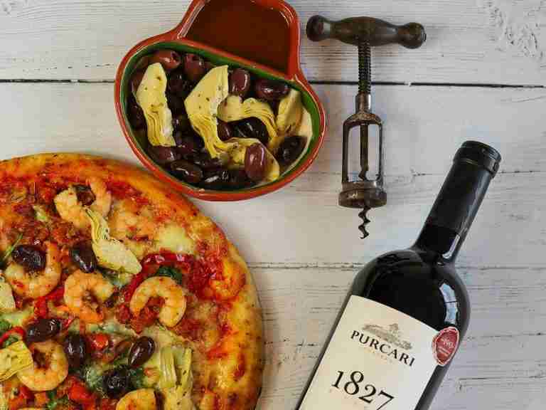 pizza and wine