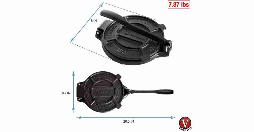 Victoria 8 Inch Cast Iron Press Sizes